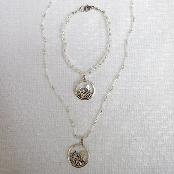 Yeti Sasquatch Beaded Charm Necklace & Bracelet Jewelry gift set - Picture 3 of 4